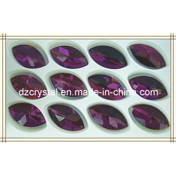 Navette Amethyst Cristal De Acero Trasero Rhinestone